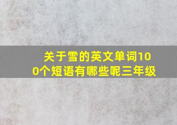 关于雪的英文单词100个短语有哪些呢三年级