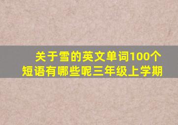 关于雪的英文单词100个短语有哪些呢三年级上学期