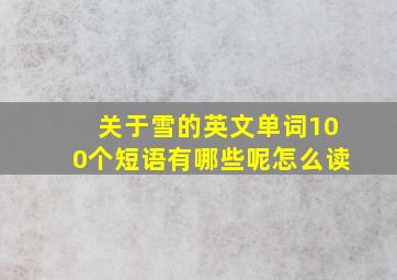 关于雪的英文单词100个短语有哪些呢怎么读