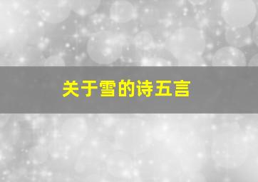 关于雪的诗五言