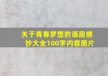 关于青春梦想的语段摘抄大全100字内容图片