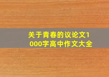 关于青春的议论文1000字高中作文大全