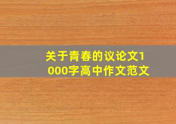 关于青春的议论文1000字高中作文范文