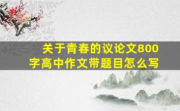 关于青春的议论文800字高中作文带题目怎么写