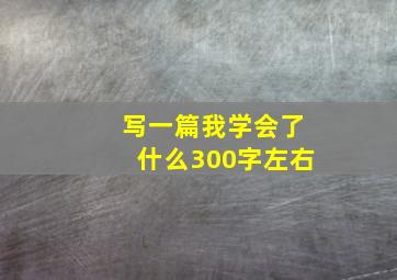 写一篇我学会了什么300字左右