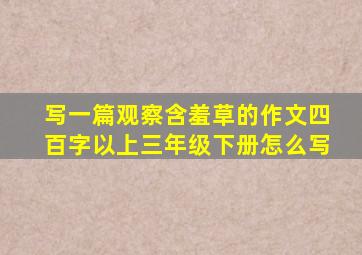 写一篇观察含羞草的作文四百字以上三年级下册怎么写