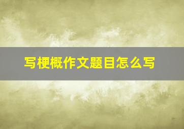 写梗概作文题目怎么写