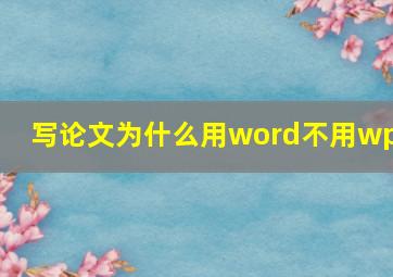 写论文为什么用word不用wps