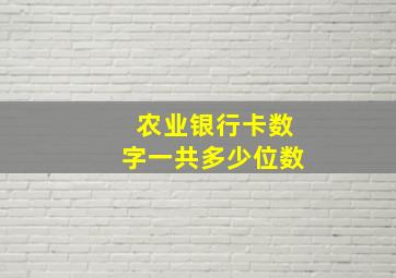 农业银行卡数字一共多少位数