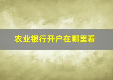 农业银行开户在哪里看