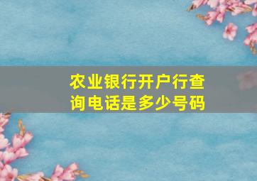 农业银行开户行查询电话是多少号码