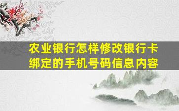 农业银行怎样修改银行卡绑定的手机号码信息内容