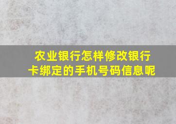 农业银行怎样修改银行卡绑定的手机号码信息呢