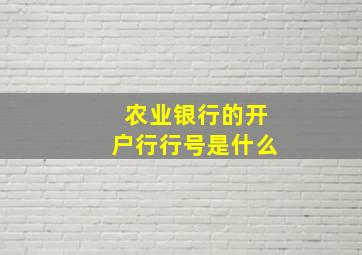 农业银行的开户行行号是什么