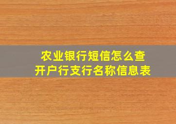 农业银行短信怎么查开户行支行名称信息表