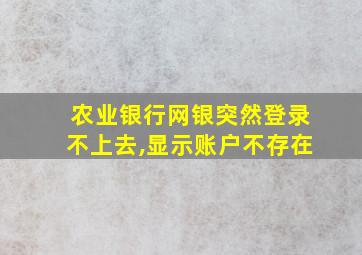 农业银行网银突然登录不上去,显示账户不存在