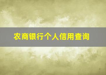 农商银行个人信用查询