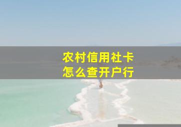 农村信用社卡怎么查开户行