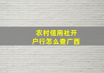 农村信用社开户行怎么查广西