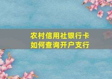 农村信用社银行卡如何查询开户支行