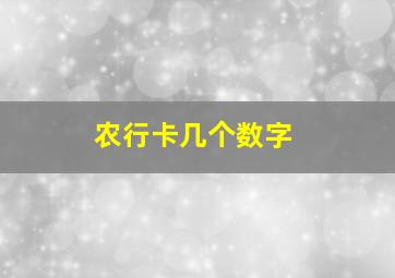 农行卡几个数字