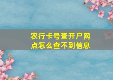 农行卡号查开户网点怎么查不到信息