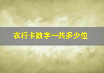 农行卡数字一共多少位