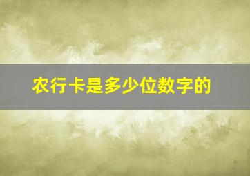 农行卡是多少位数字的