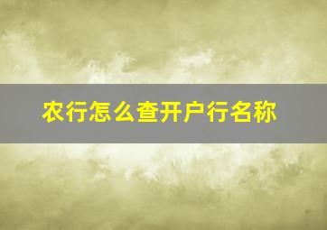 农行怎么查开户行名称