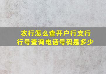 农行怎么查开户行支行行号查询电话号码是多少