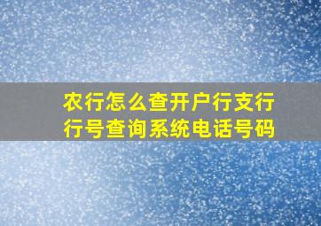 农行怎么查开户行支行行号查询系统电话号码