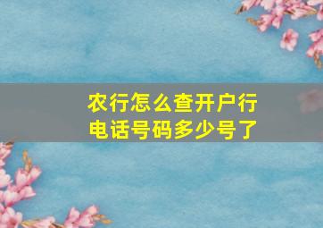 农行怎么查开户行电话号码多少号了