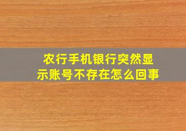 农行手机银行突然显示账号不存在怎么回事