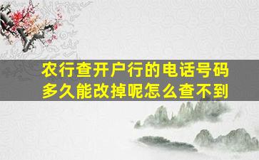 农行查开户行的电话号码多久能改掉呢怎么查不到