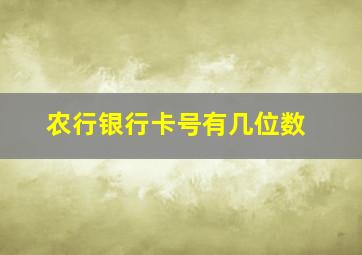 农行银行卡号有几位数