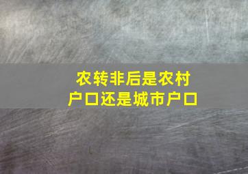 农转非后是农村户口还是城市户口