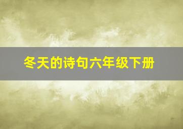 冬天的诗句六年级下册