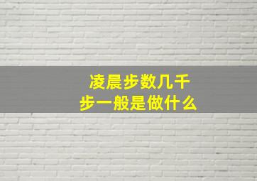 凌晨步数几千步一般是做什么