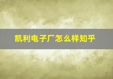 凯利电子厂怎么样知乎