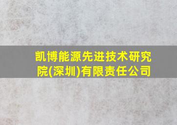 凯博能源先进技术研究院(深圳)有限责任公司