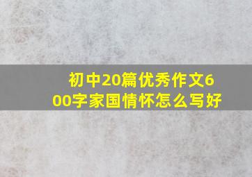 初中20篇优秀作文600字家国情怀怎么写好