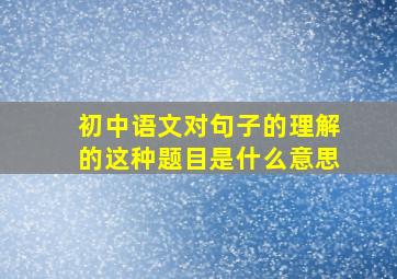 初中语文对句子的理解的这种题目是什么意思