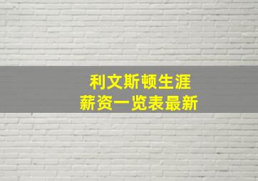 利文斯顿生涯薪资一览表最新