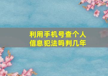 利用手机号查个人信息犯法吗判几年