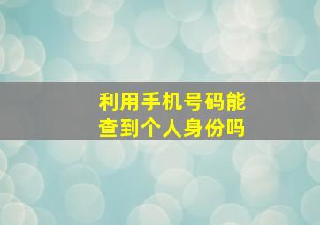 利用手机号码能查到个人身份吗