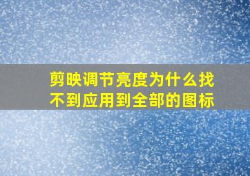 剪映调节亮度为什么找不到应用到全部的图标