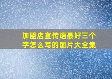 加盟店宣传语最好三个字怎么写的图片大全集