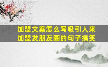 加盟文案怎么写吸引人来加盟发朋友圈的句子搞笑