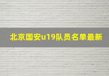 北京国安u19队员名单最新