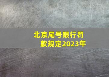 北京尾号限行罚款规定2023年